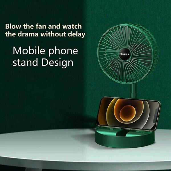 Rechargeable Portable Telescopic Folding Table Fan – 3-Speed Adjustable Desk Fan