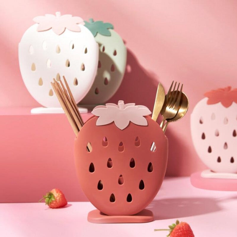 New Strawberry Cutlery Drainer Spoon Fork Knife Shelf Holder