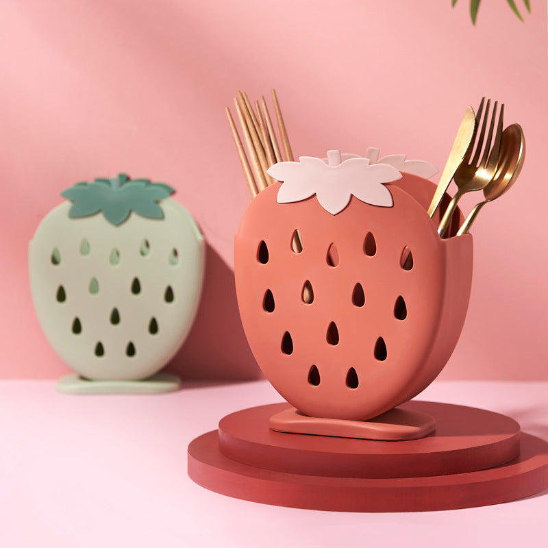 New Strawberry Cutlery Drainer Spoon Fork Knife Shelf Holder