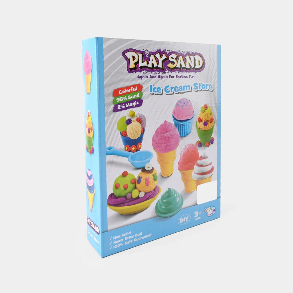 Play Sand Ice Cream Store Set with Colorful Magic Sand, Cones, Scoop & Creative Molds