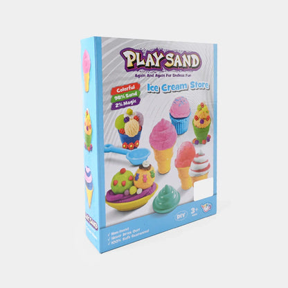 Play Sand Ice Cream Store Set with Colorful Magic Sand, Cones, Scoop & Creative Molds