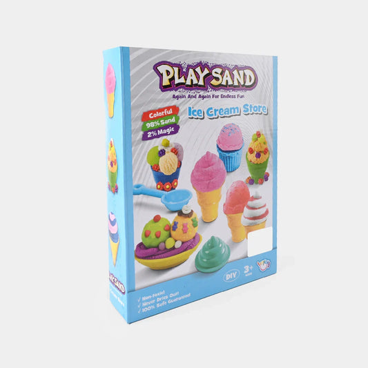Play Sand Ice Cream Store Set with Colorful Magic Sand, Cones, Scoop & Creative Molds