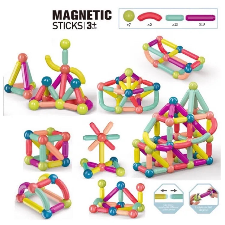 Magnet Bar Blocks | 36 Pcs Magnetic Sticks & Balls Building Toy 36 pcs