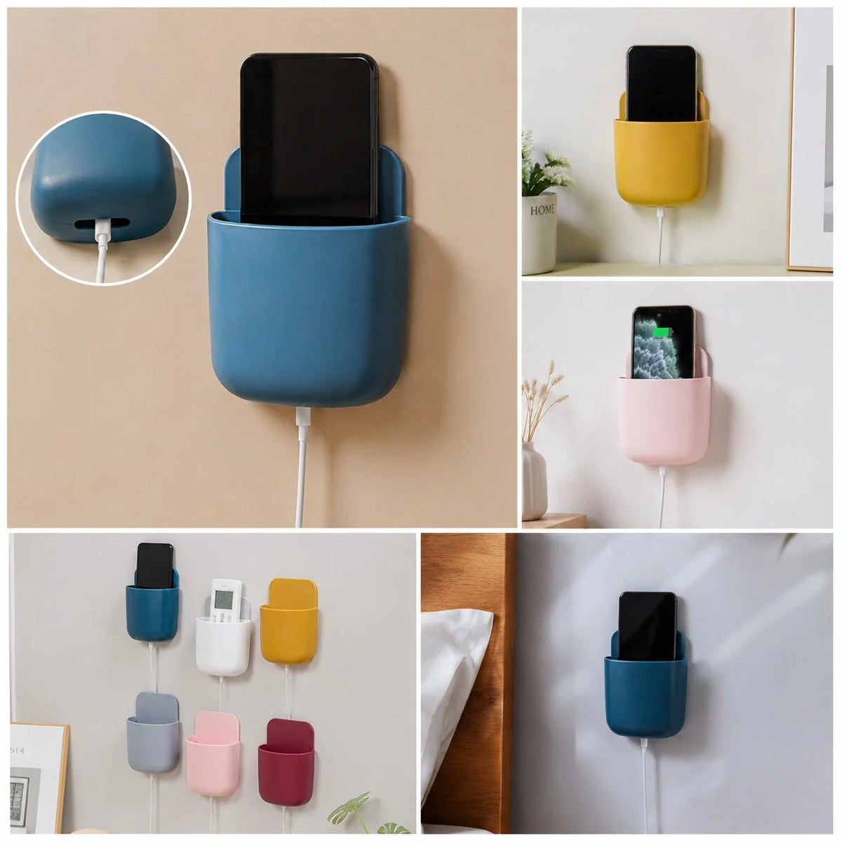 Wall Phone & Remote Holder with Bottom Charging Slot