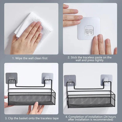 Wall shelf with hooks / Meshed wall shelf